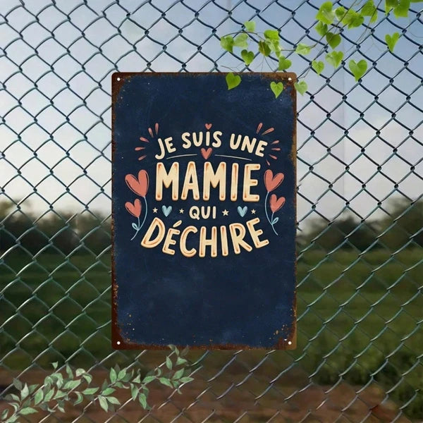 Vintage French Je Suis Une Super Grand-Mre Metal Sign - 20cm