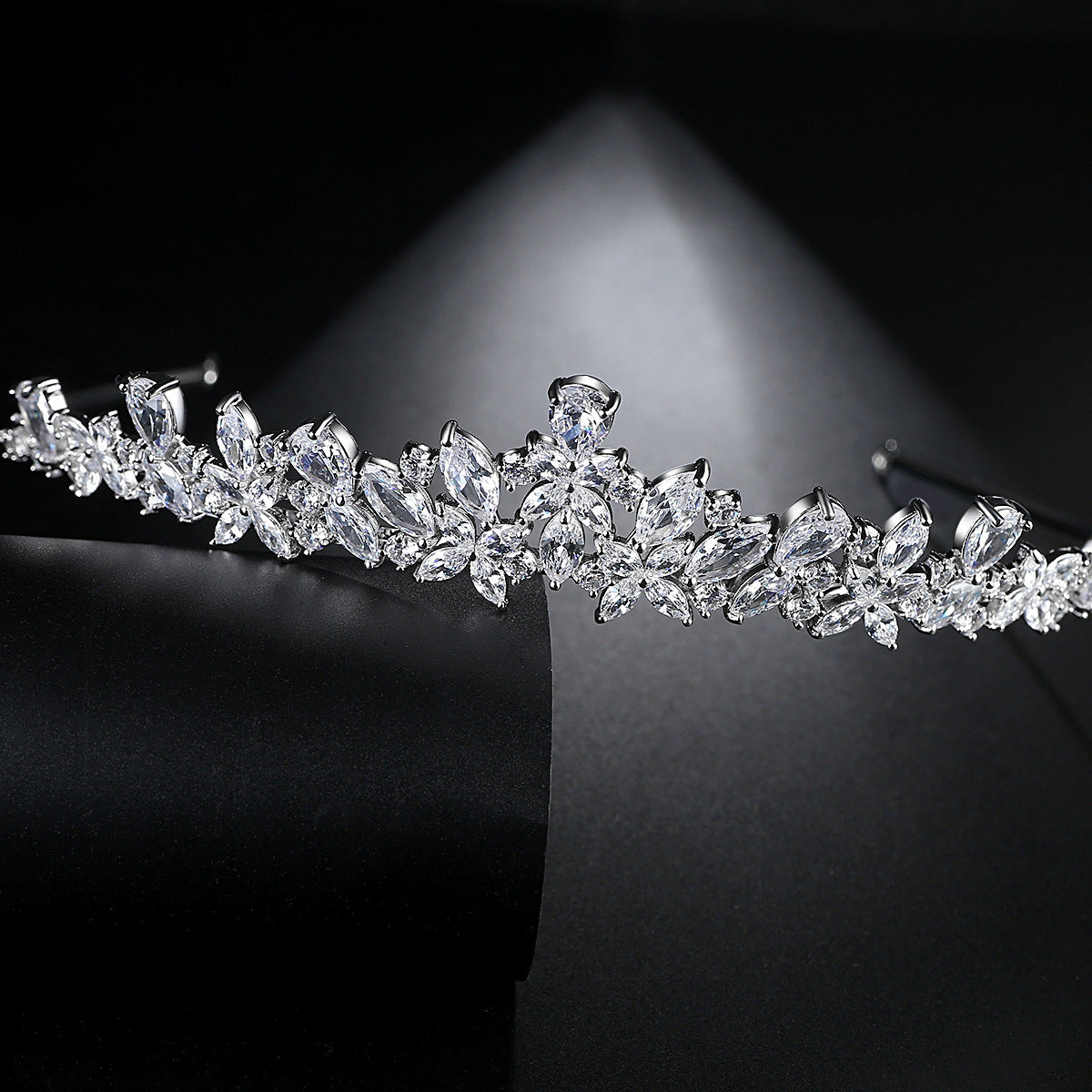 Copper Zircon Flower Hairband - Elegant Bride Style