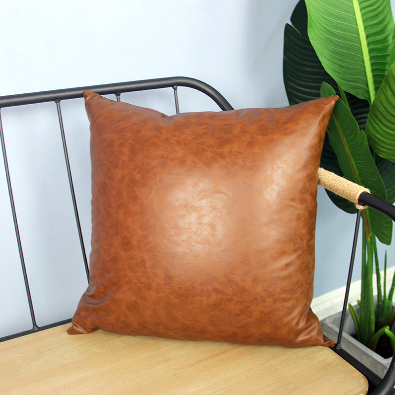 Luxury Geometric PU Leather Throw Pillow Cover - Modern Home Decor