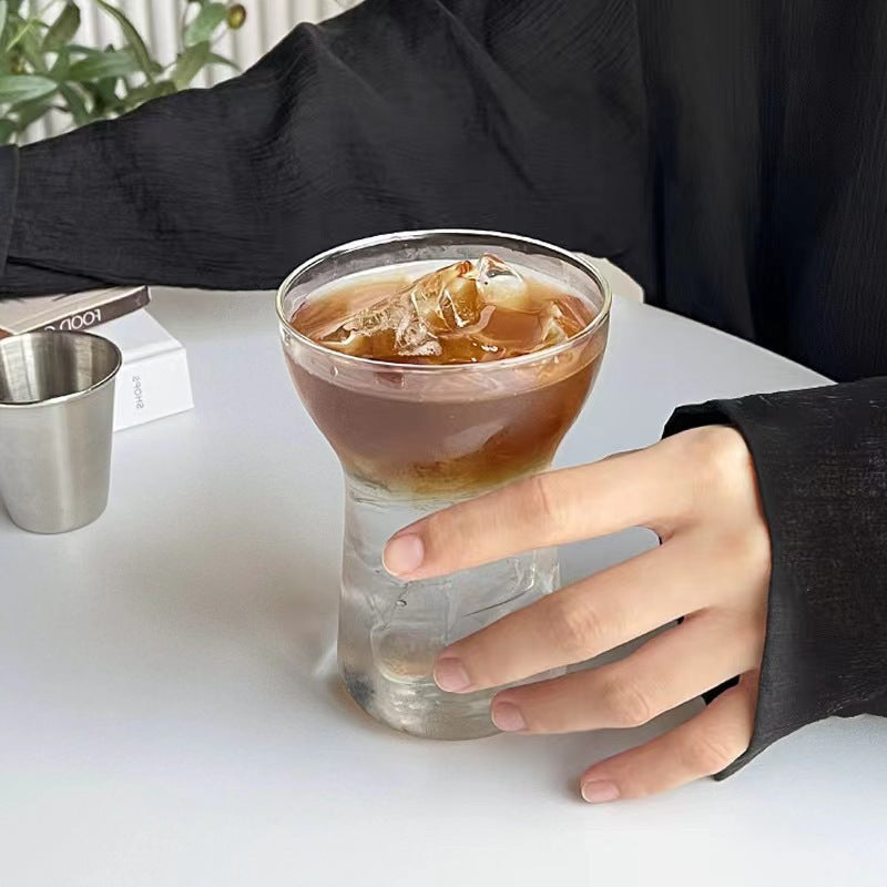 Ins Style Glass Ice Coffee Cup - 400ml Borosilicate Drinkware