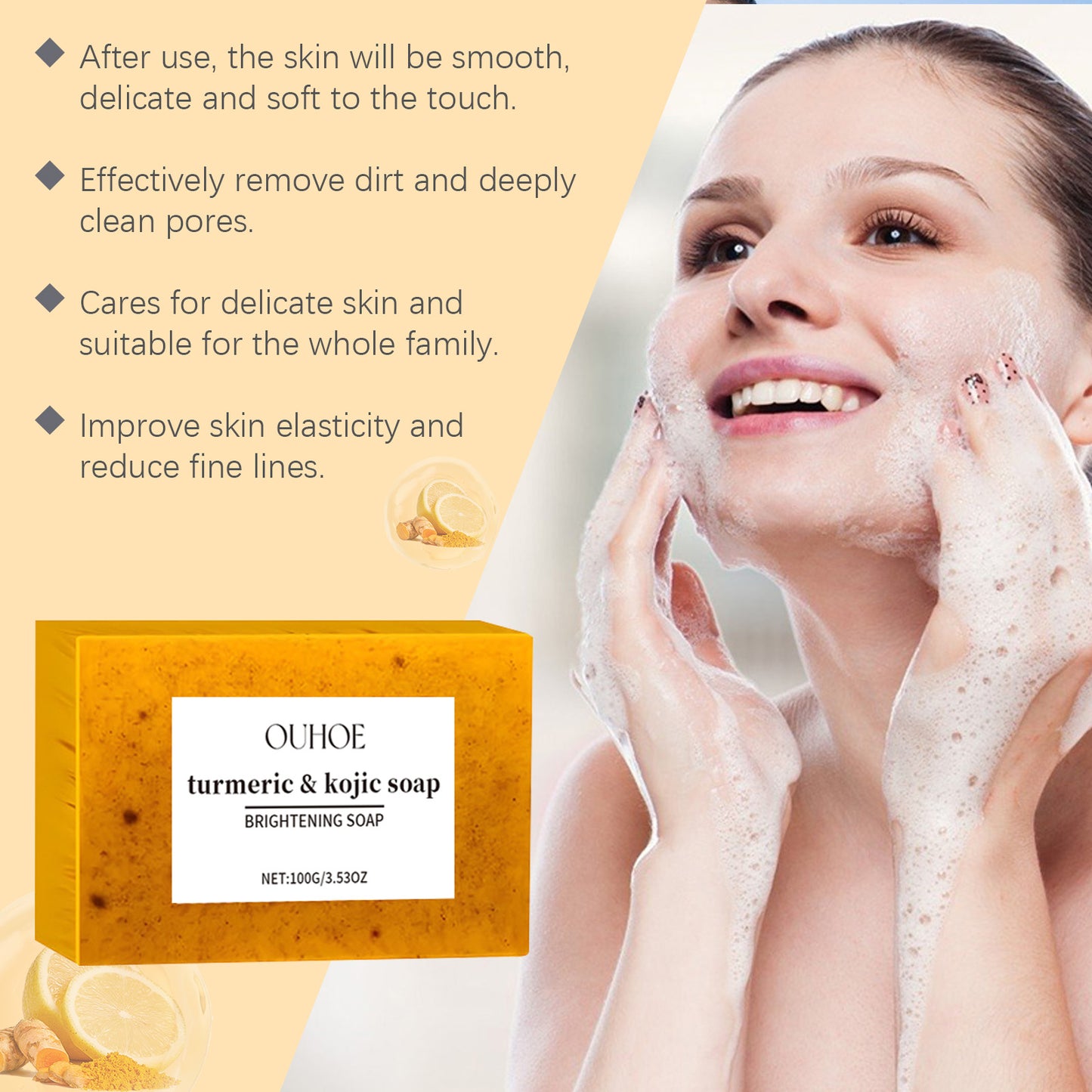Turmeric & Kojic Acid Cleansing Soap - Moisturizing Facial & Body Care