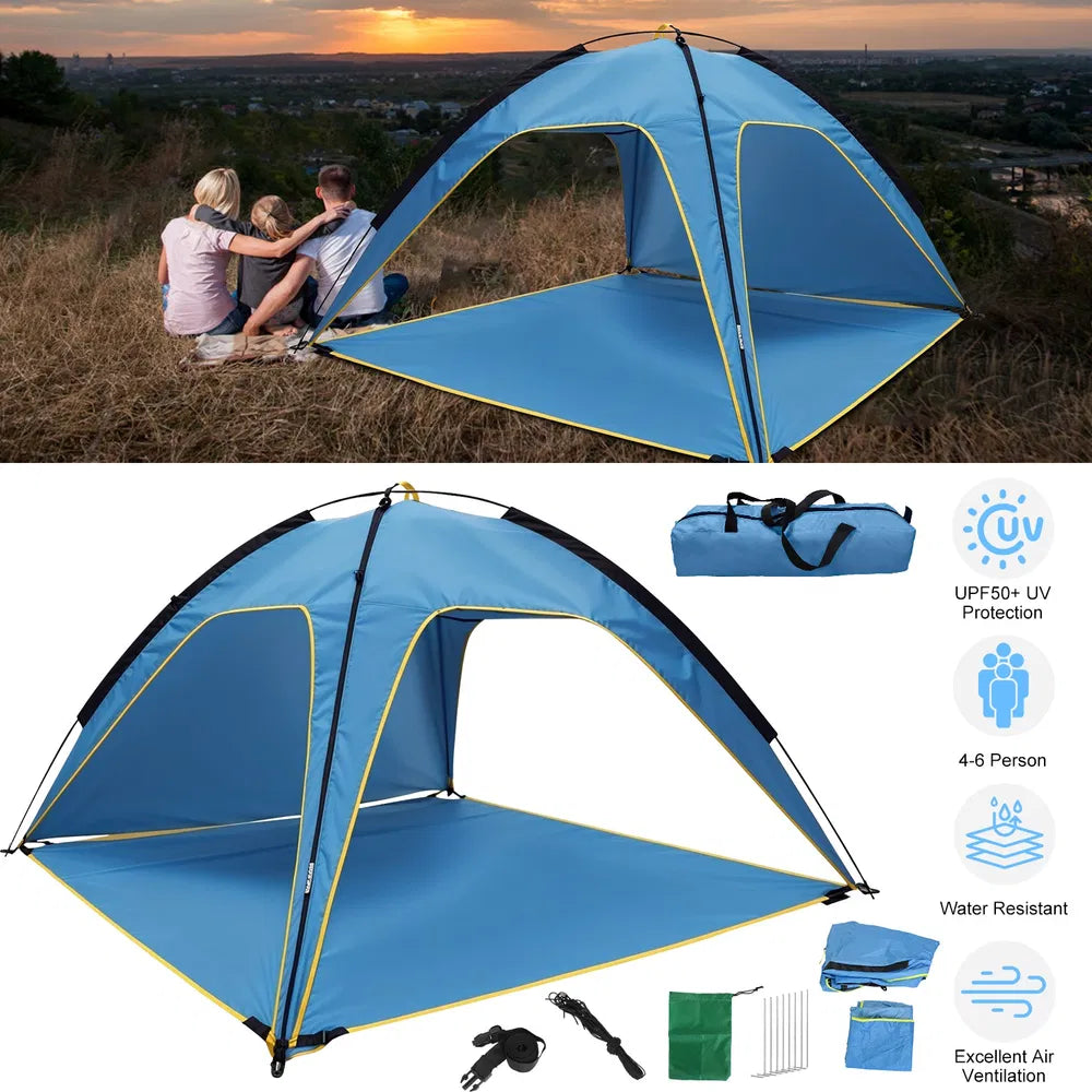 Beach Tent Sun Shelter with UV Protection - 6.9x6.9ft Canopy Tent for 4-6 Adults