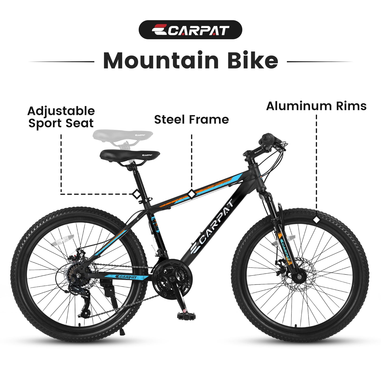 26 Inch Mountain Bike with Shimano 21 Speeds & Disc Brakes