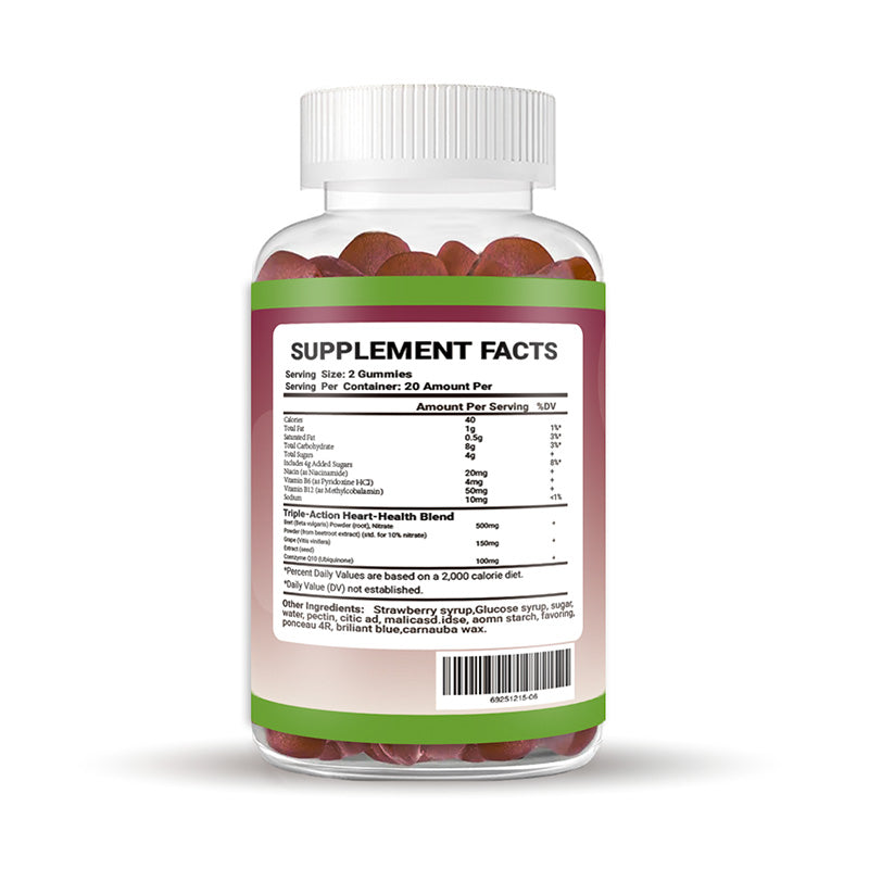 Beet Root Heart Health Gummies - 4-in-1 Formula with CoQ10 - 40 Count