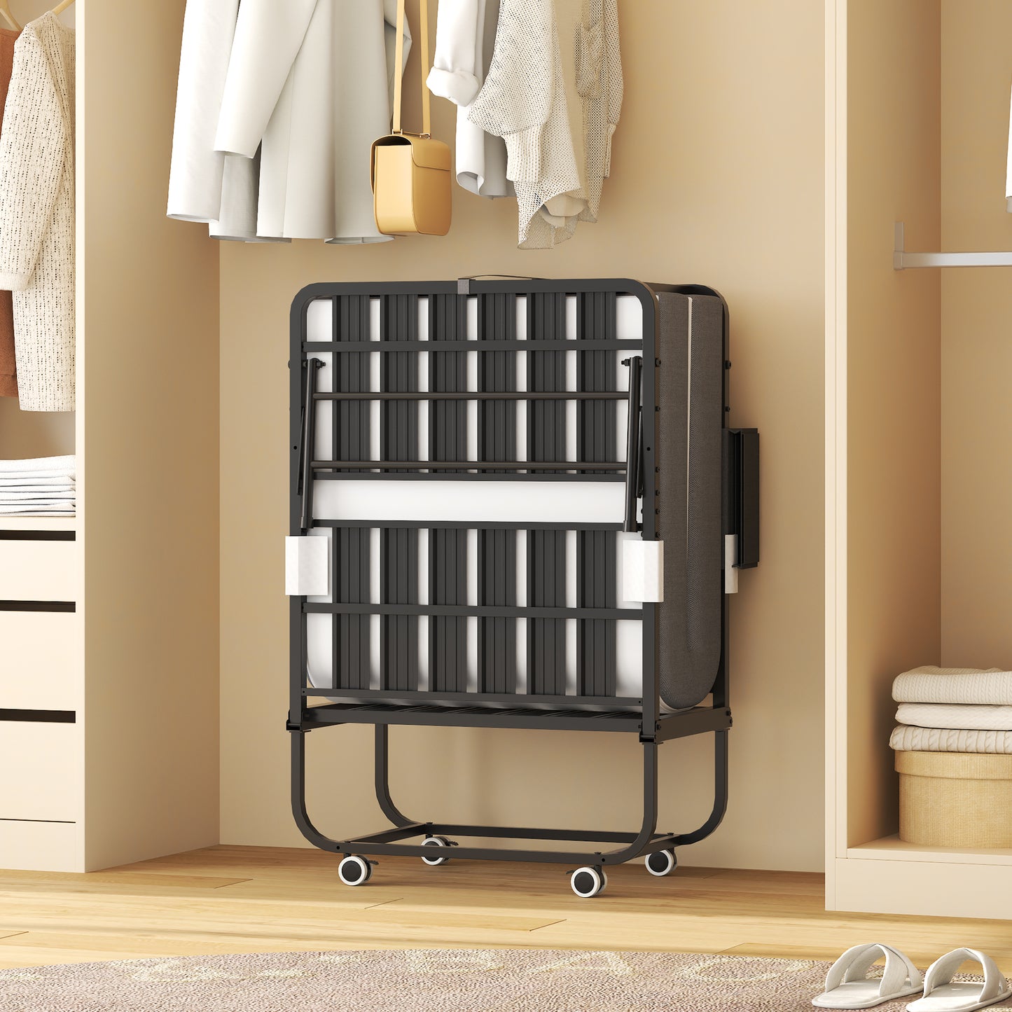 75 Folding Bed With Adjustable Headboard & 5 Memory Foam, Space