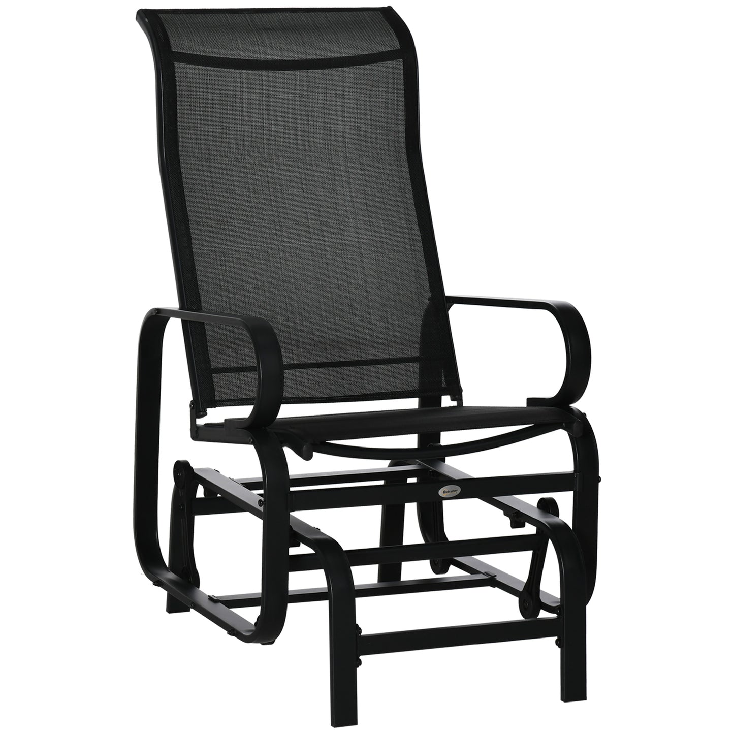Outdoor Patio Sling Glider Rocker Chair - Black