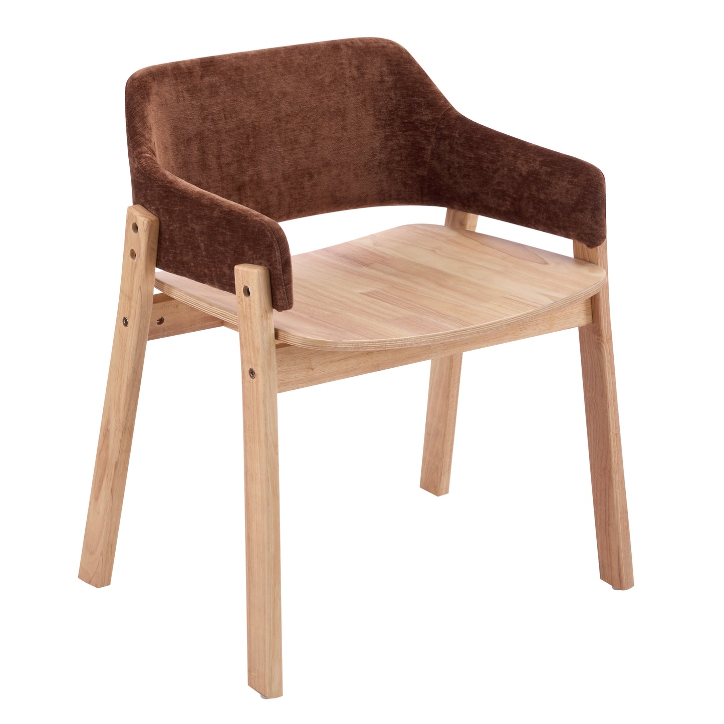 Upholstered Dining Chairs Set of 2 - Brown Fabric & Rubber Wood