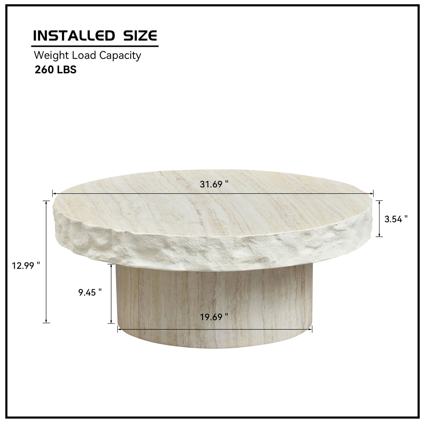 31.69-Inch Round Faux MARS Coffee Table - Beige