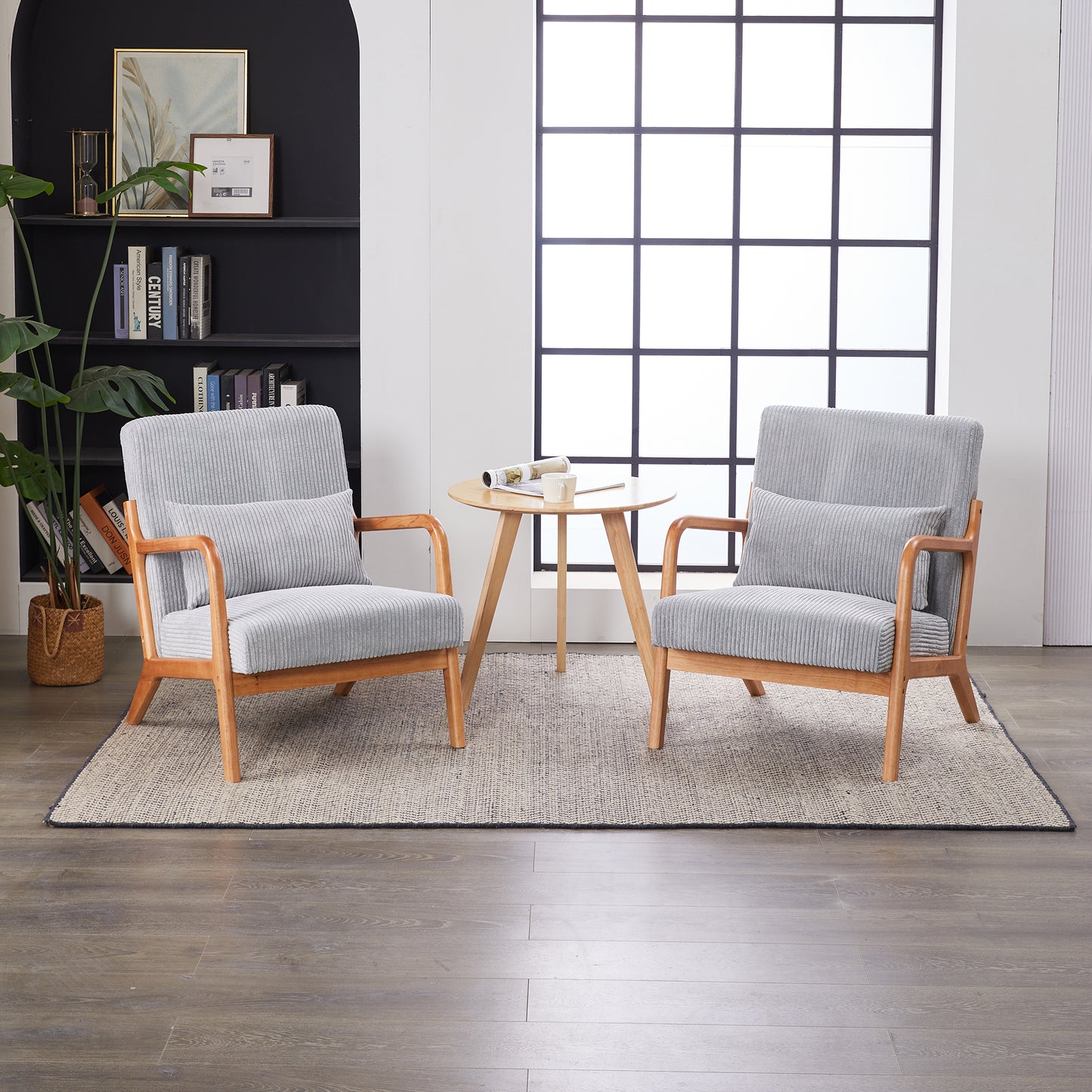 Mid-Century Modern Upholstered Accent Chair - Light Gray