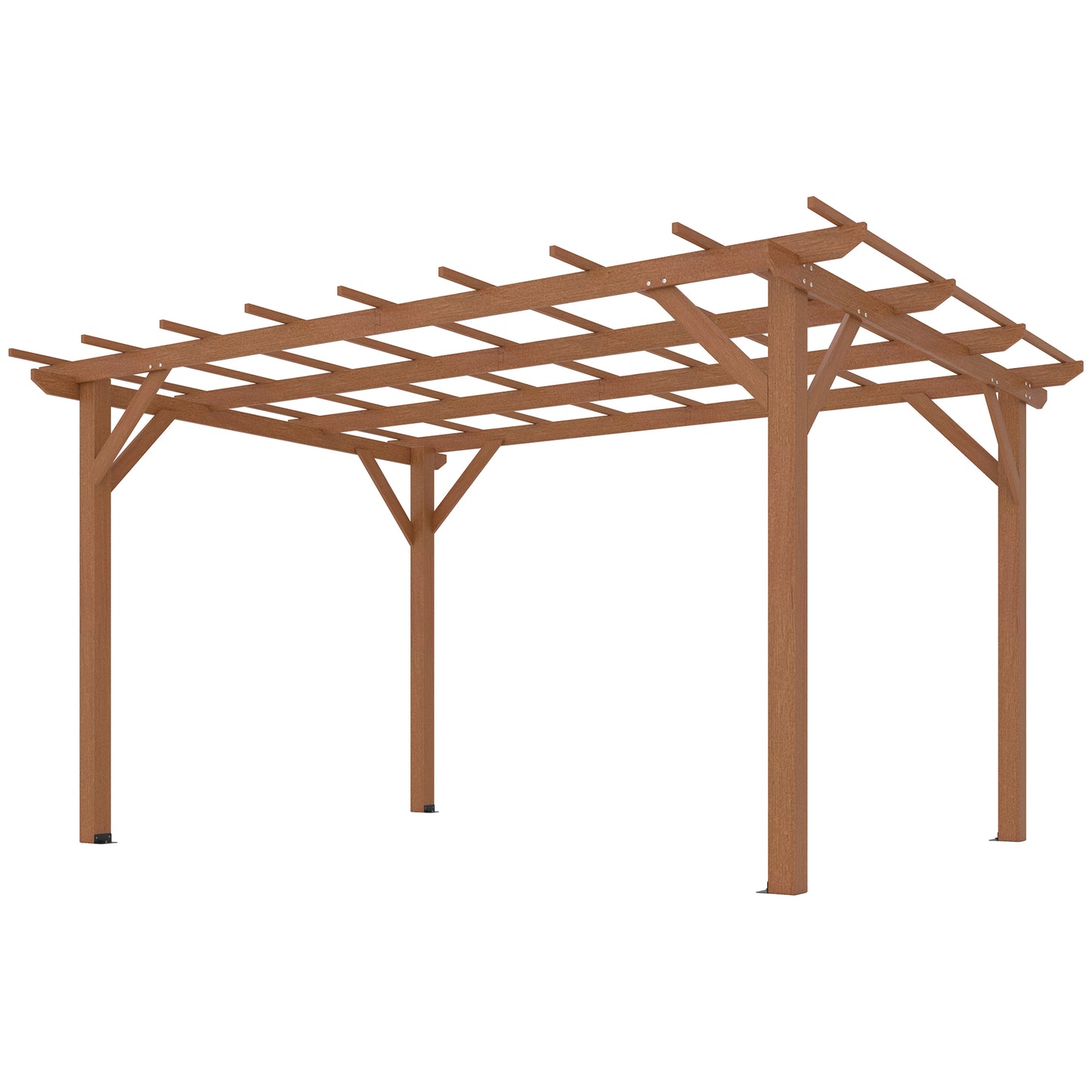 10' x 13' Wood Pergola - Outdoor Garden Gazebo for Climbing Plants - Dark Brown