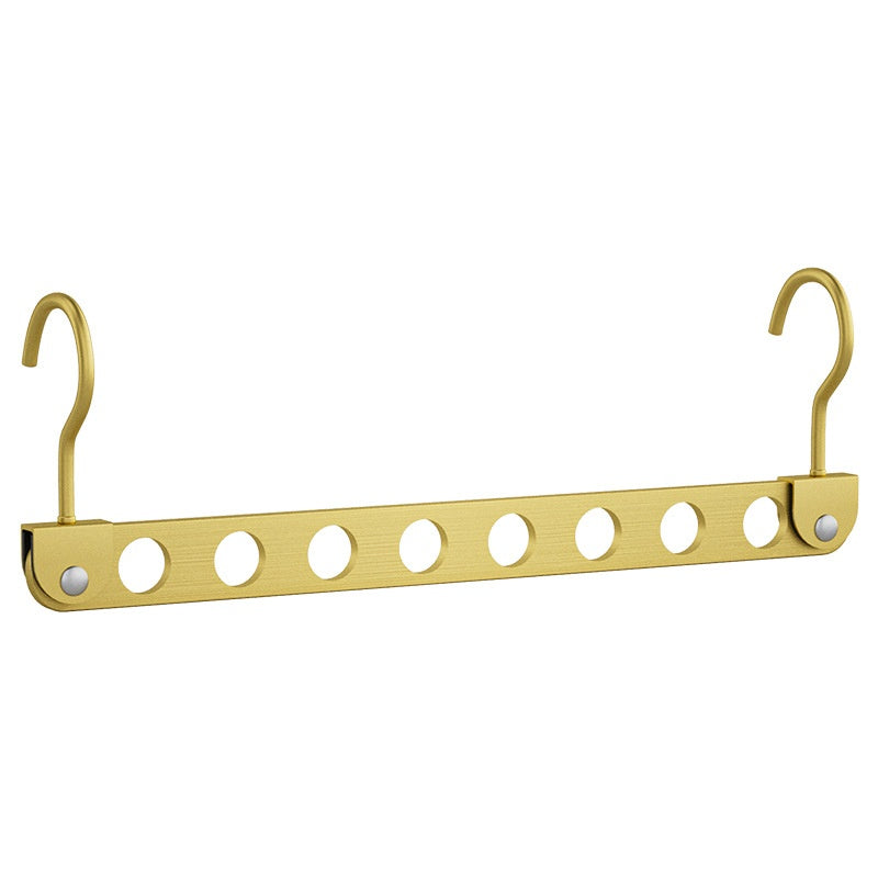 Multi-Functional Folding Clothing Storage Rack with Double Hooks - Light Luxury Gold, Gray