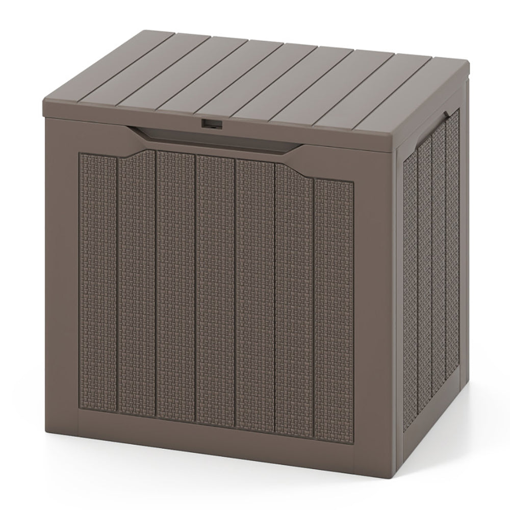 Outdoor Storage Box 25 Gallon Lockable Deck Bin with Wicker Texture