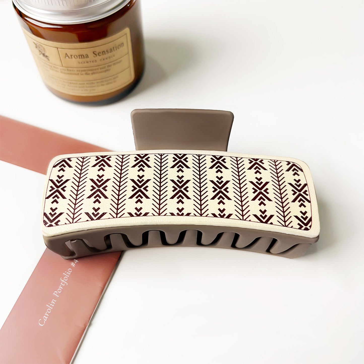 Western Denim Style Leather Hair Barrettes with Retro Printed Designs