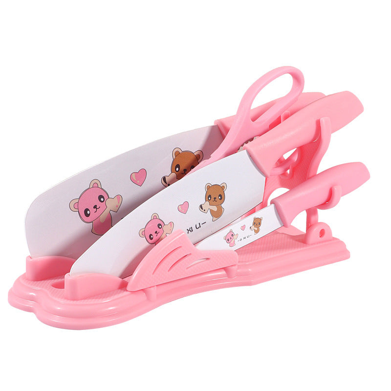 5-Piece Kitchen Knife and Fruit Chopping Board Set - Multiple Colors