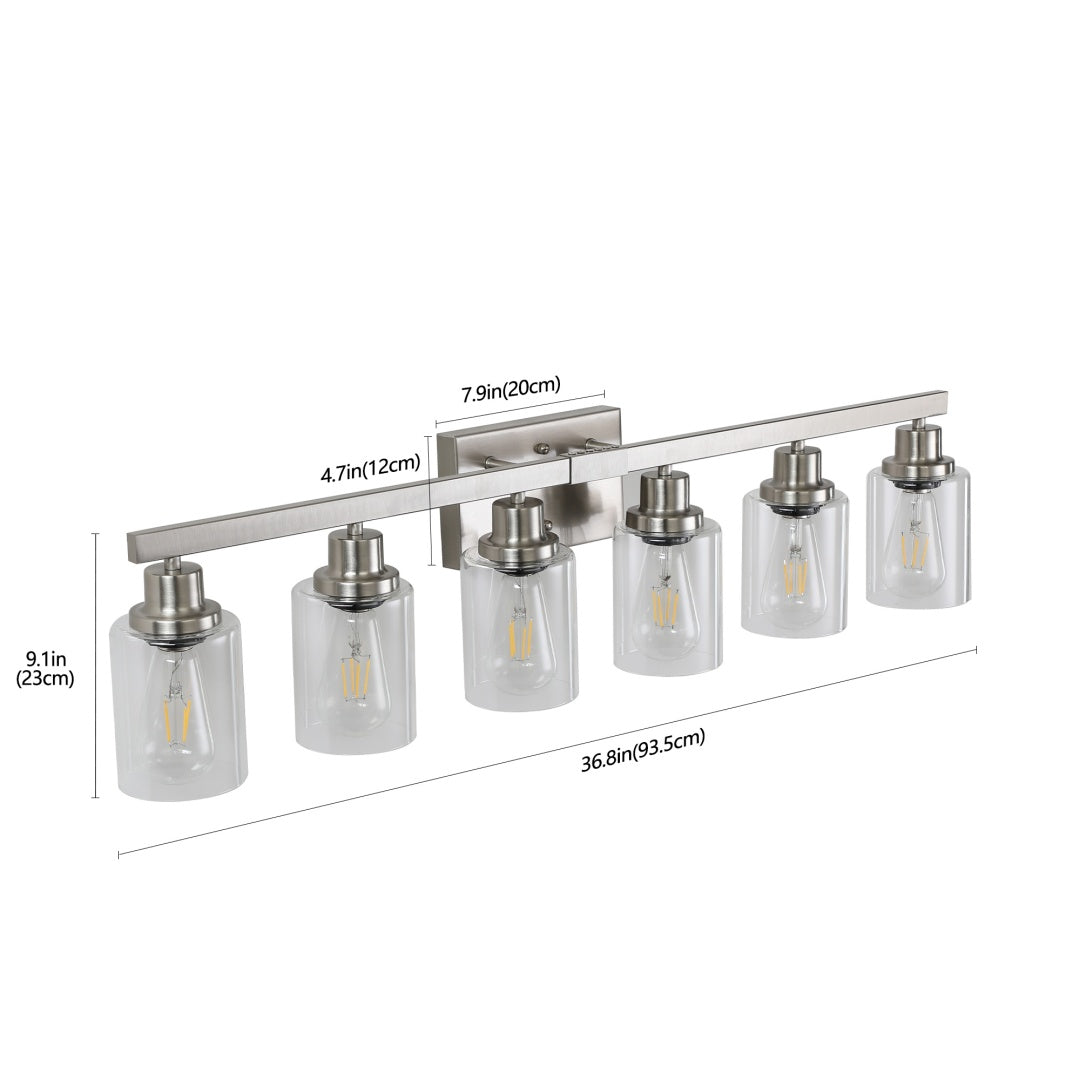 Modern 6-Light Bathroom Vanity Light Fixture - Brushed Nickel