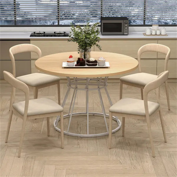 47" Round Dining Table for 4-6 People - Hourglass Metal Base