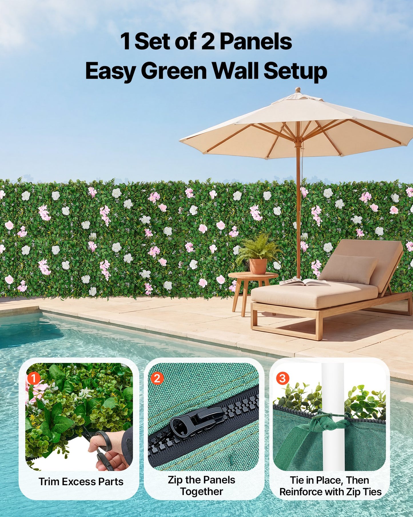Artificial Flower Wall Backdrop 2 Pieces 2x8 Ft Silk 3D Floral Panel for Wedding & Home Decor