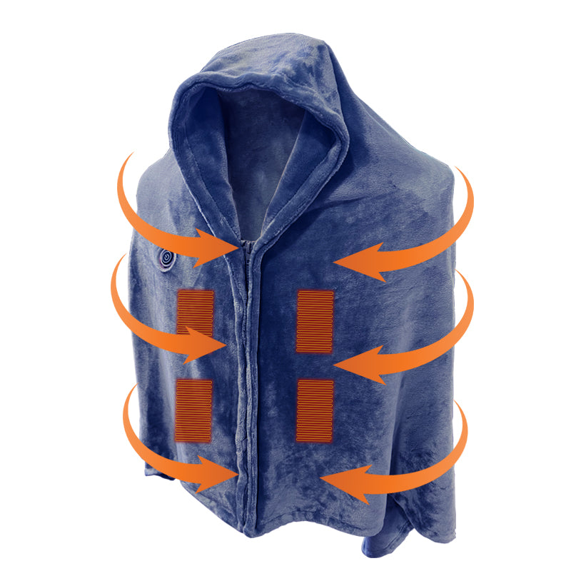 Electric Heated Shawl Blanket with USB Power, Fast & Safe Flannel Wrap