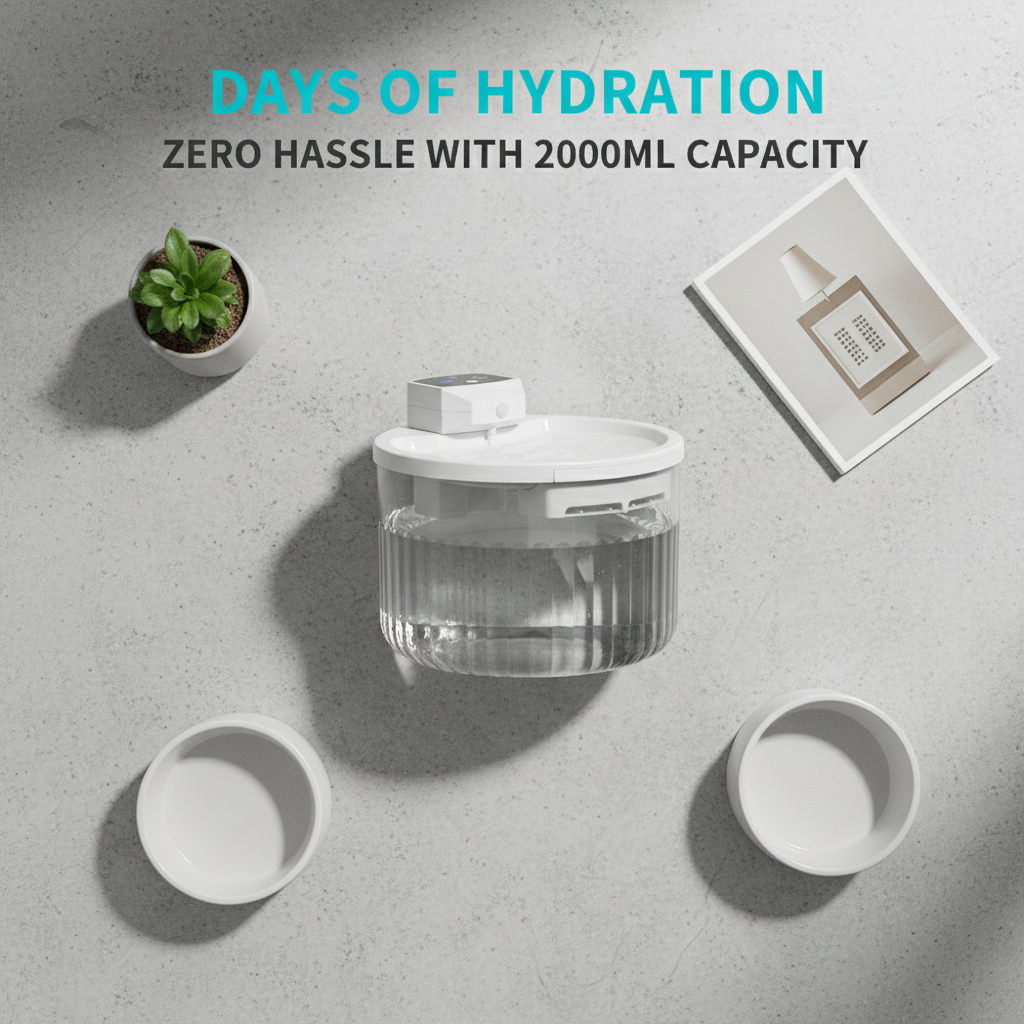 2000ML Rechargeable Wireless Pet Water Fountain with Motion Sensor - Circulating Running Water Bowl for Kittens and Puppies