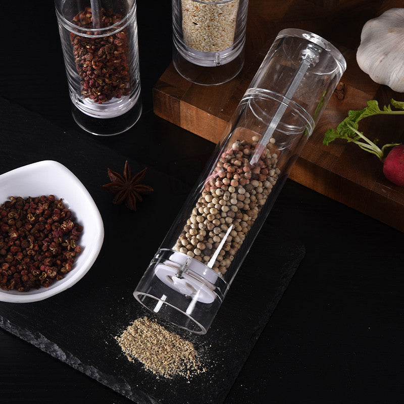 Acrylic Spice Grinder Cylindrical Transparent Kitchen Tool - 5/6/8 Inch Variants