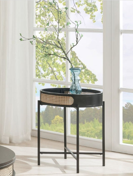 Colson Black Finish End Table - Metal & Synthetic Wood