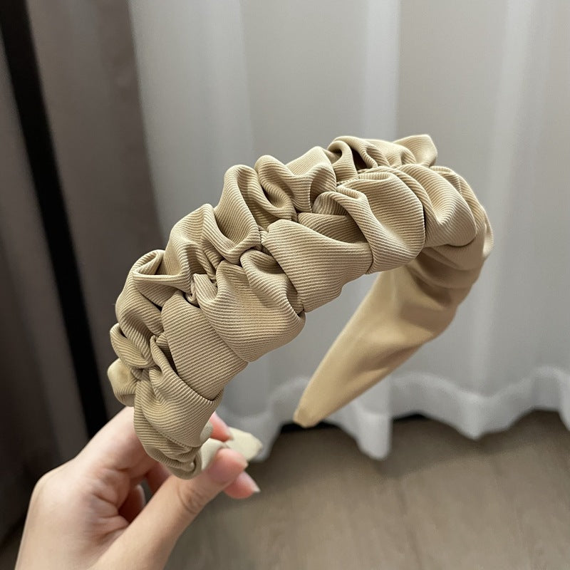 Vintage Pleated Wide Edge Hair Band - Retro Hair Accessories for Women