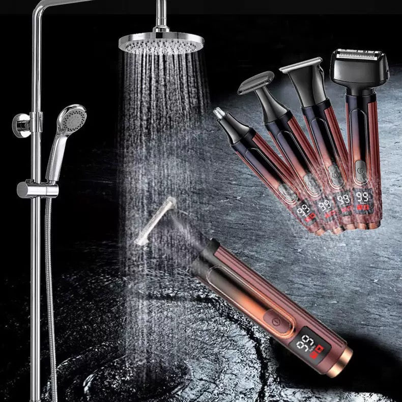 LED Body Hair Trimmer 4-in-1 Grooming Kit, Rechargeable