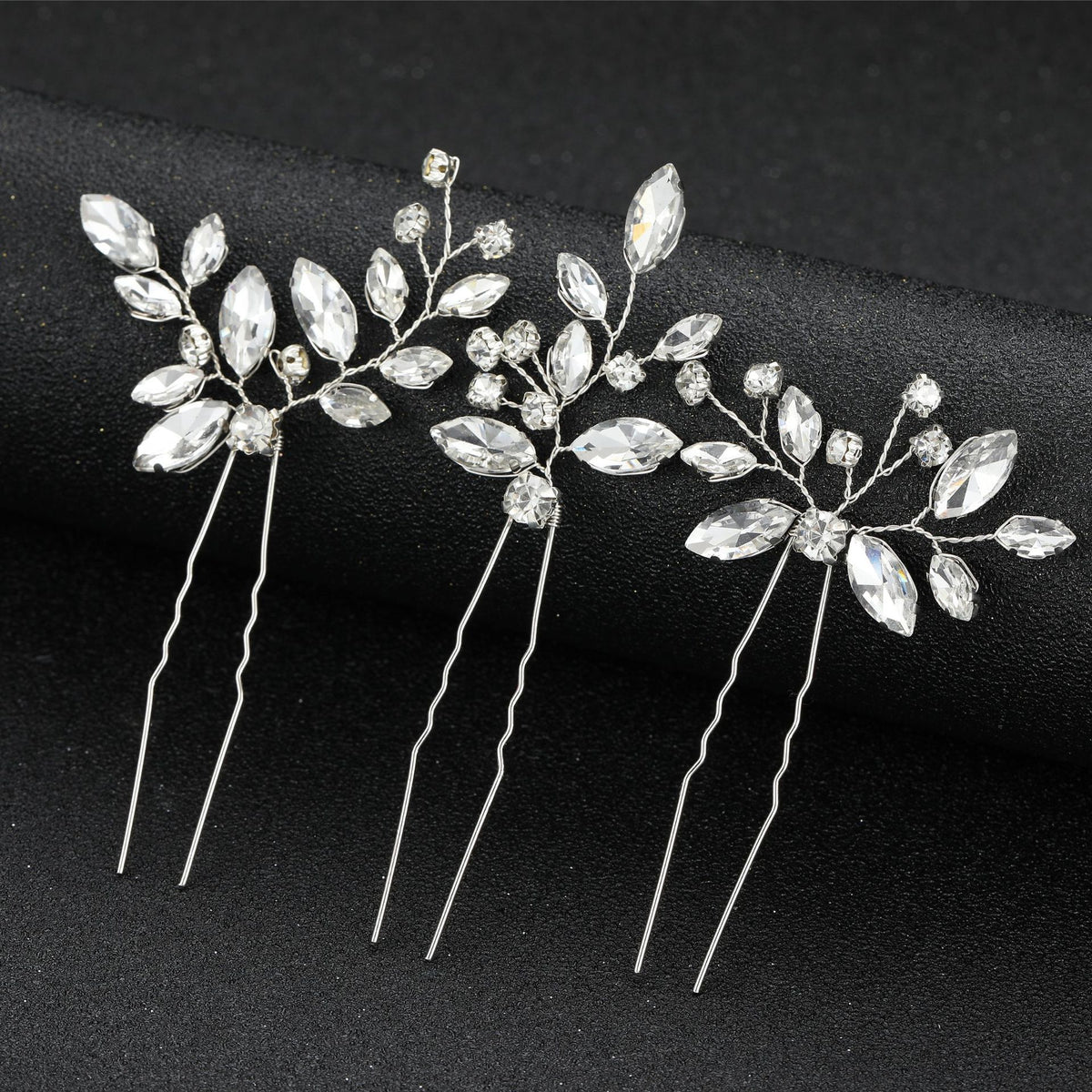 Crystal Rhinestone Hairpin Set – 3 Piece