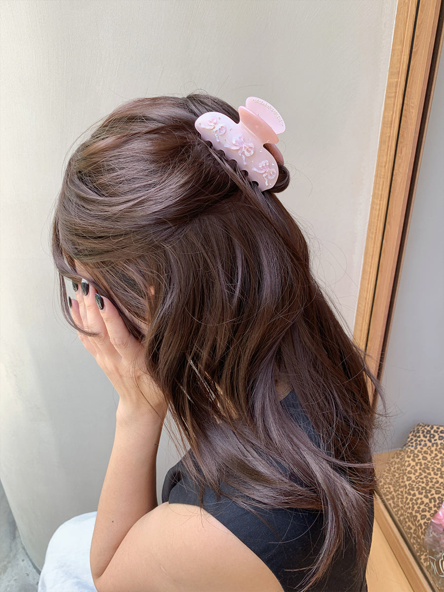 Jelly Colored Bow Hair Clip - Pink