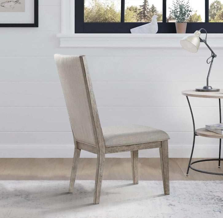 Set of 2 Rocky Gray Fabric Side Chairs with Oak Finish