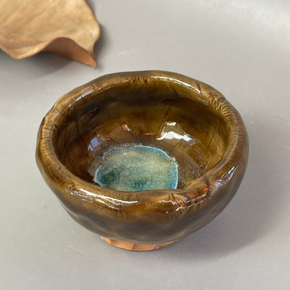 Ice Cracked Tea Cup Set - Small Japanese Style Pottery Drinkware with Variations