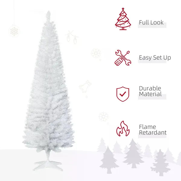 6ft Slim White Christmas Tree with 390 Branches
