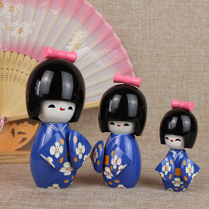 Japanese-Style Kimono Doll for Sushi Restaurant Decor - Handmade Wooden Figurine