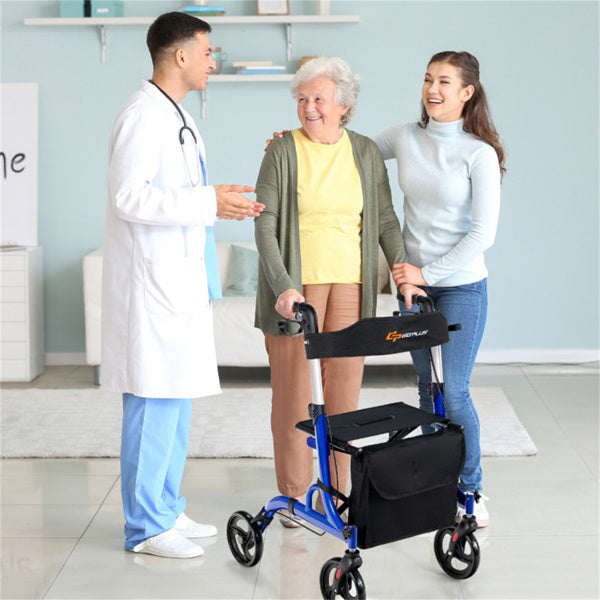 2-in-1 Rollator Walker & Wheelchair - 330 Lbs Capacity, Blue