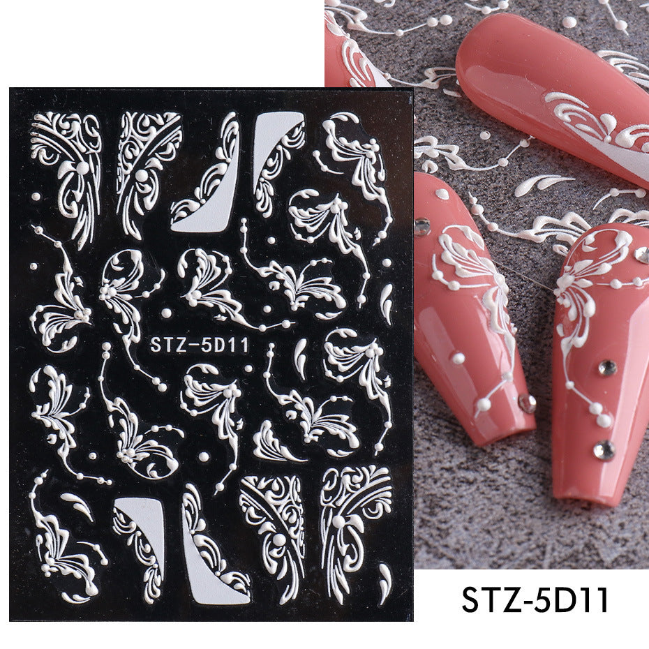 3D Carved Rose Pattern Nail Art Decorations Set - Multiple Styles