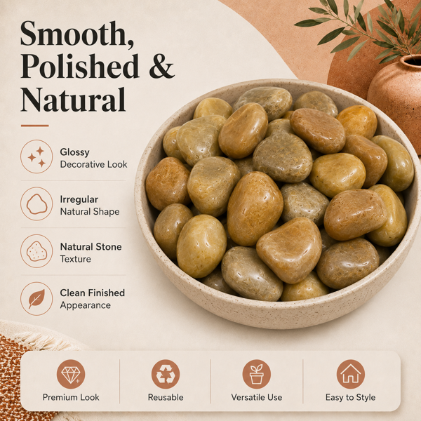 38 Lbs Khaki River Rocks - 2-3 Inch Polished Pebbles for Decor