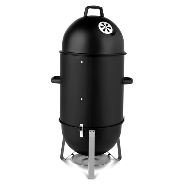 Heavy Duty Vertical Steel Charcoal Smoker - Multi-Layer Outdoor BBQ Grill
