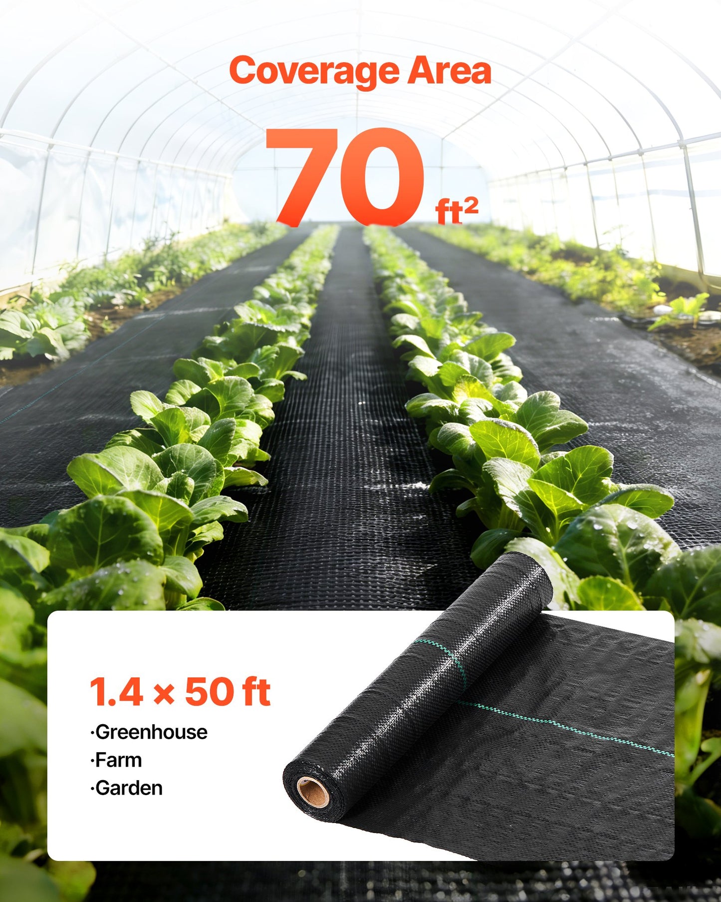 Heavy Duty Garden Landscape Fabric 1.4x50FT Weed Barrier Ground Cover Black