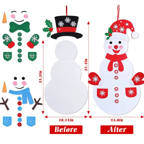 DIY Felt Christmas Snowman Hanging Decoration Set - 54 Pcs