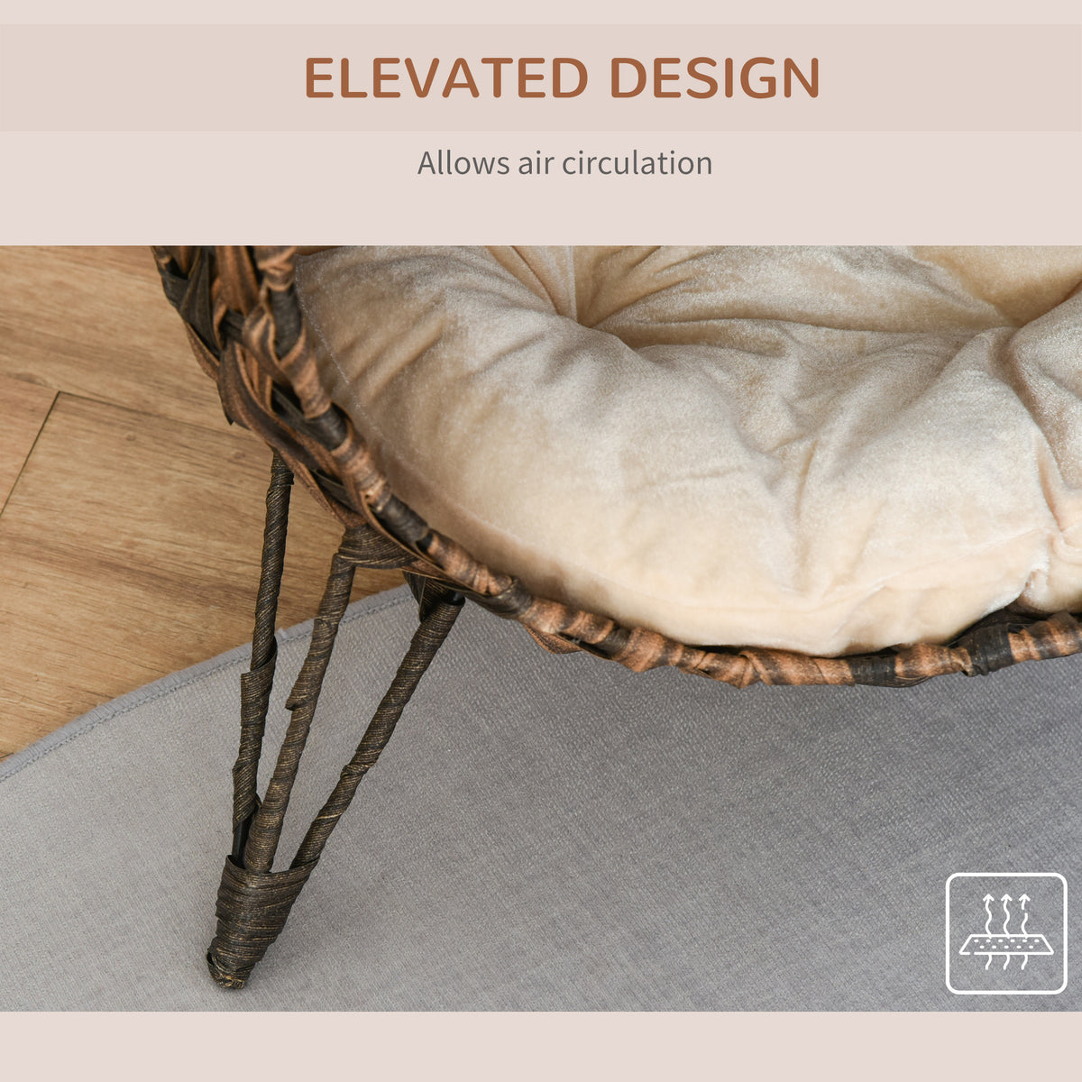20.5-Inch Weaved Cat Bed with Cushion - Elevated Handwoven Banana Leaf Condo in Brown