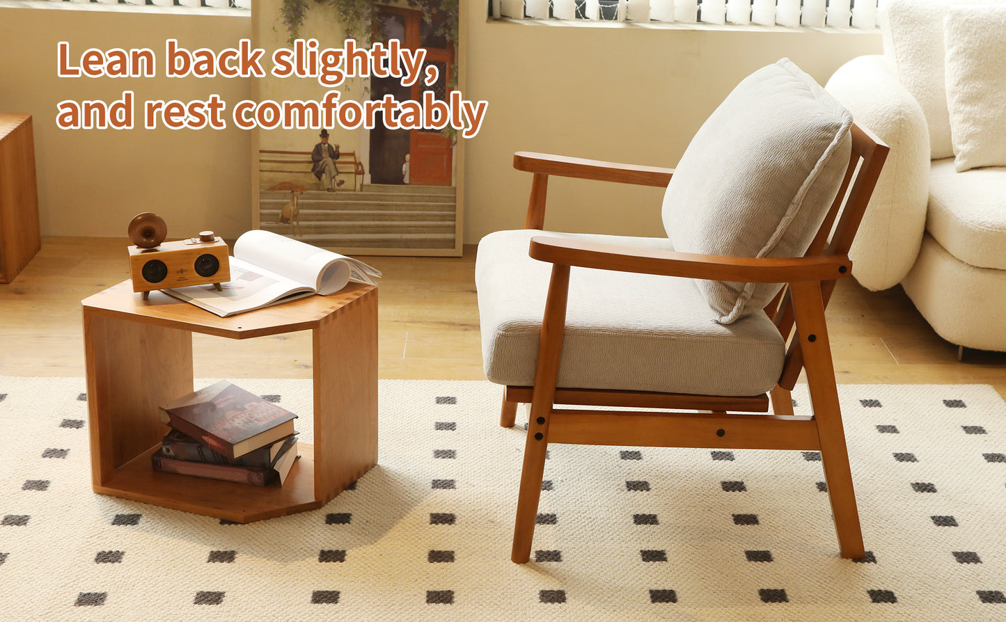 Cozy Grey Accent Chair with Solid Wood Frame - Comfy Armchair