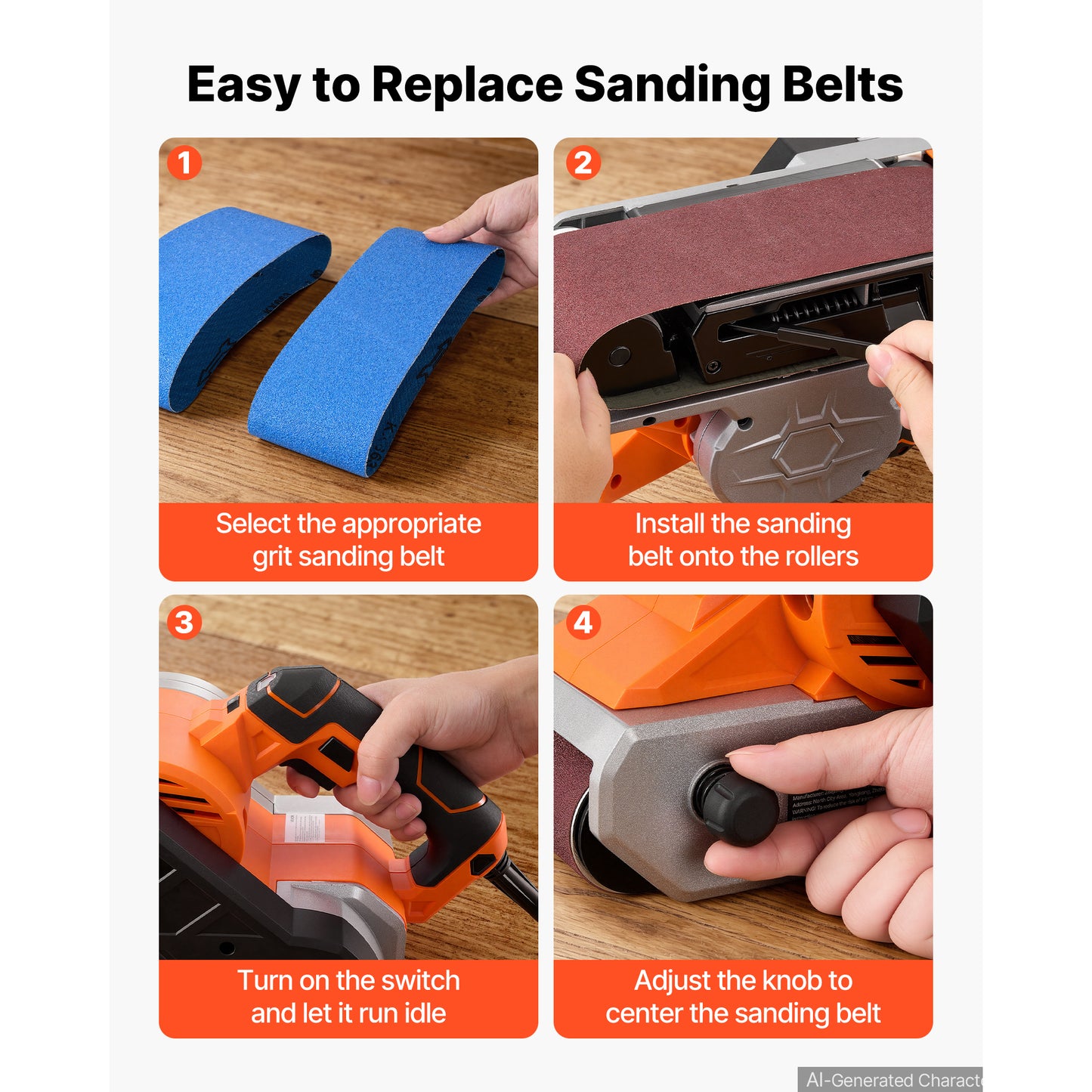 11.5A Belt Sander 4x24 Inch Woodworking Sanding Machine with 6 Variable Speeds