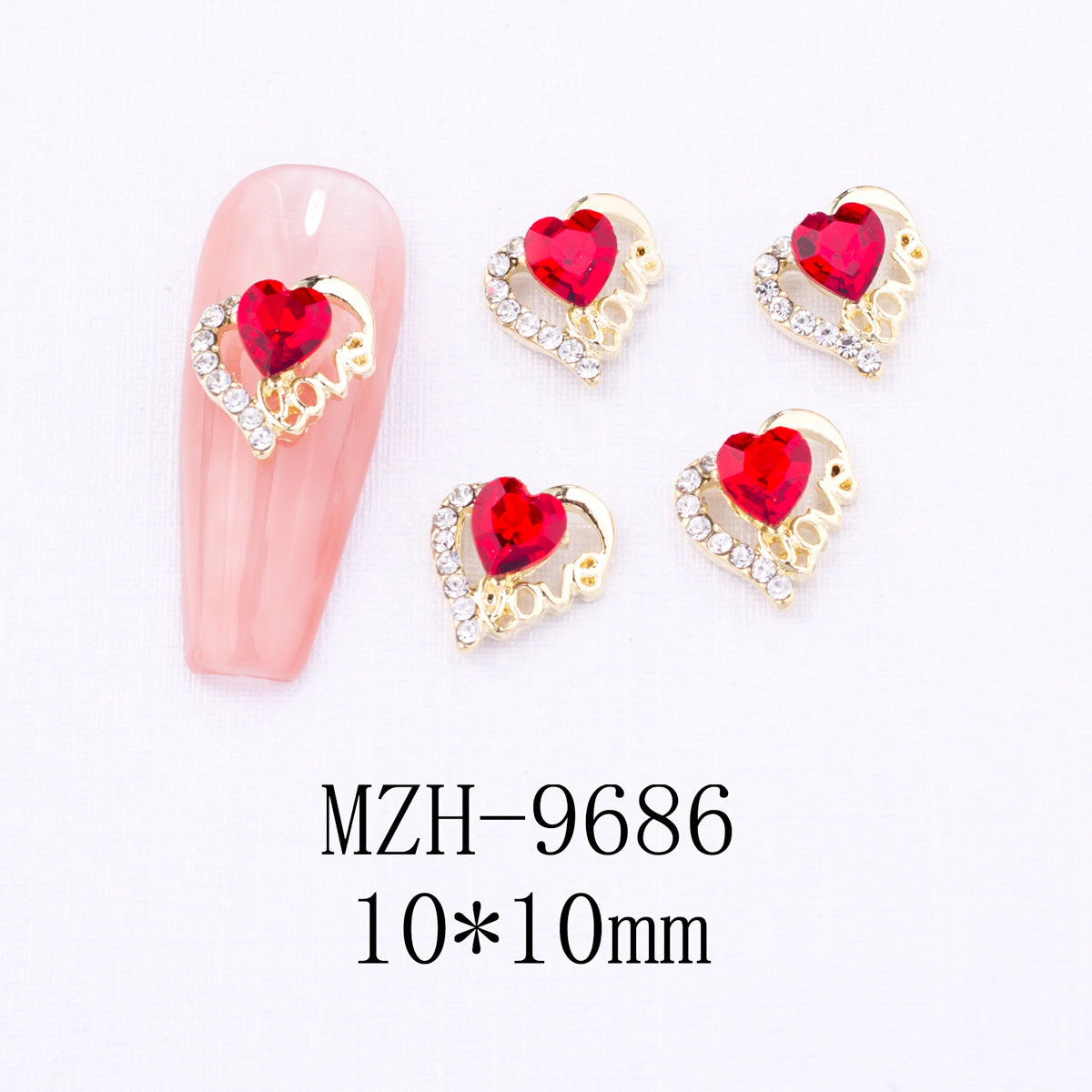 Glass Nail Decorations with Red Bow Design - Assorted Series