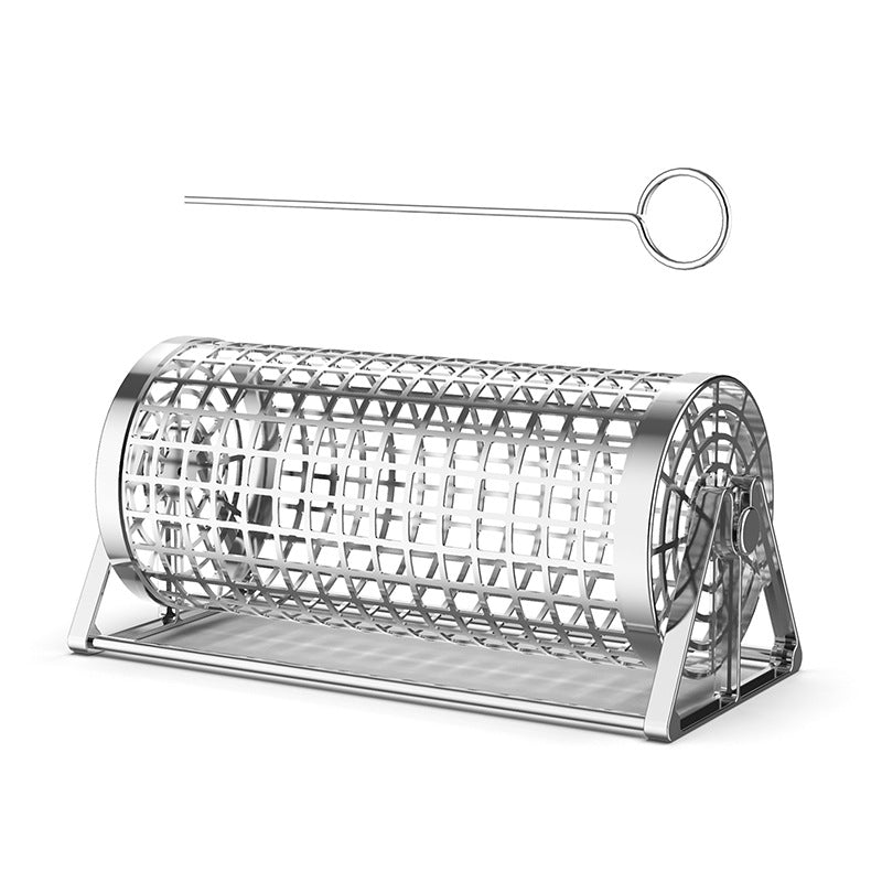 Portable Stainless Steel BBQ Grill Basket for Outdoor Smoking and Grilling