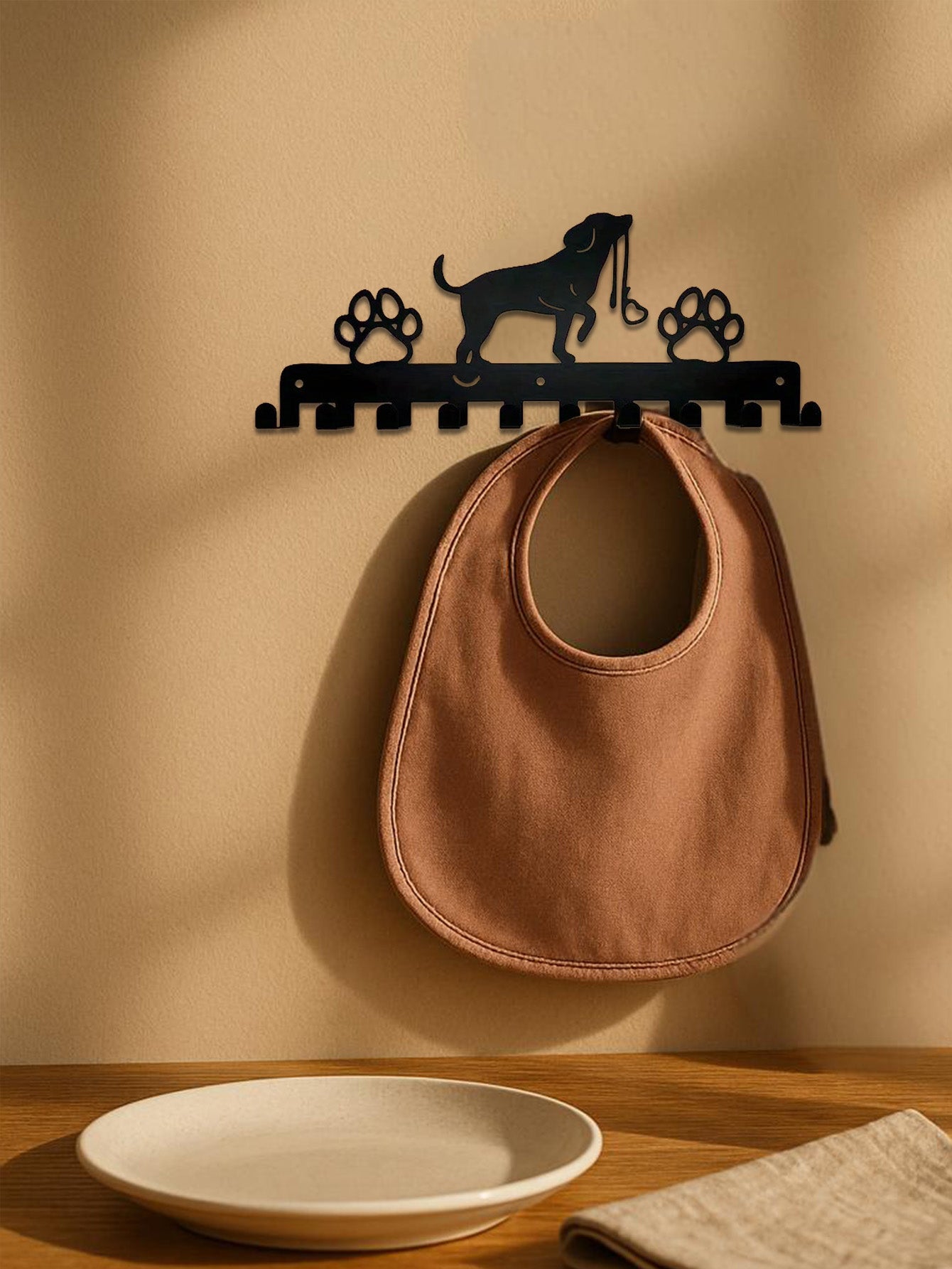 Rustic Wall-Mounted Key Holder & Leash Rack for Pets