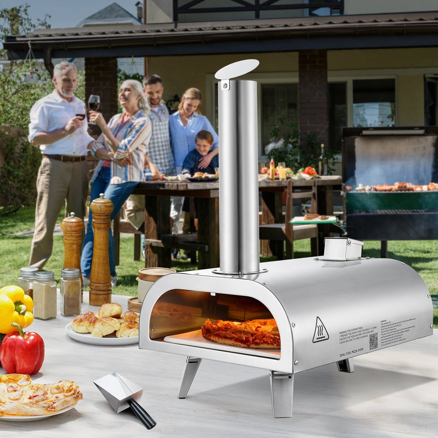 Outdoor Portable Pizza Oven - Dual Fuel for Camping