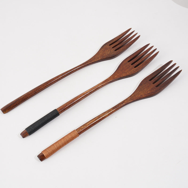 Wooden Dinnerware Set 3PCS Fork Chopsticks Spoon Portable Tableware