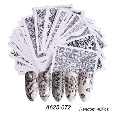 Colorful Butterfly Fruit Lace Nail Watermark Stickers - Assorted Designs