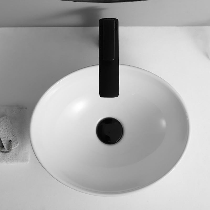 Mini Ceramic Bathroom Wash Basin - Modern White Compact Sink