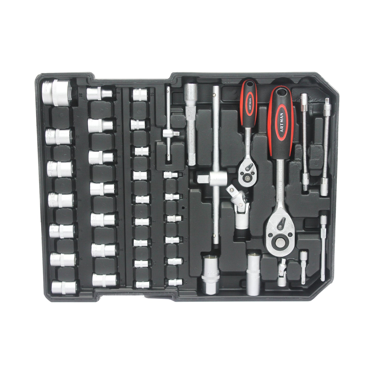 Portable Hand Tool Box with 4 Layer Toolset and Wheels - Black or White